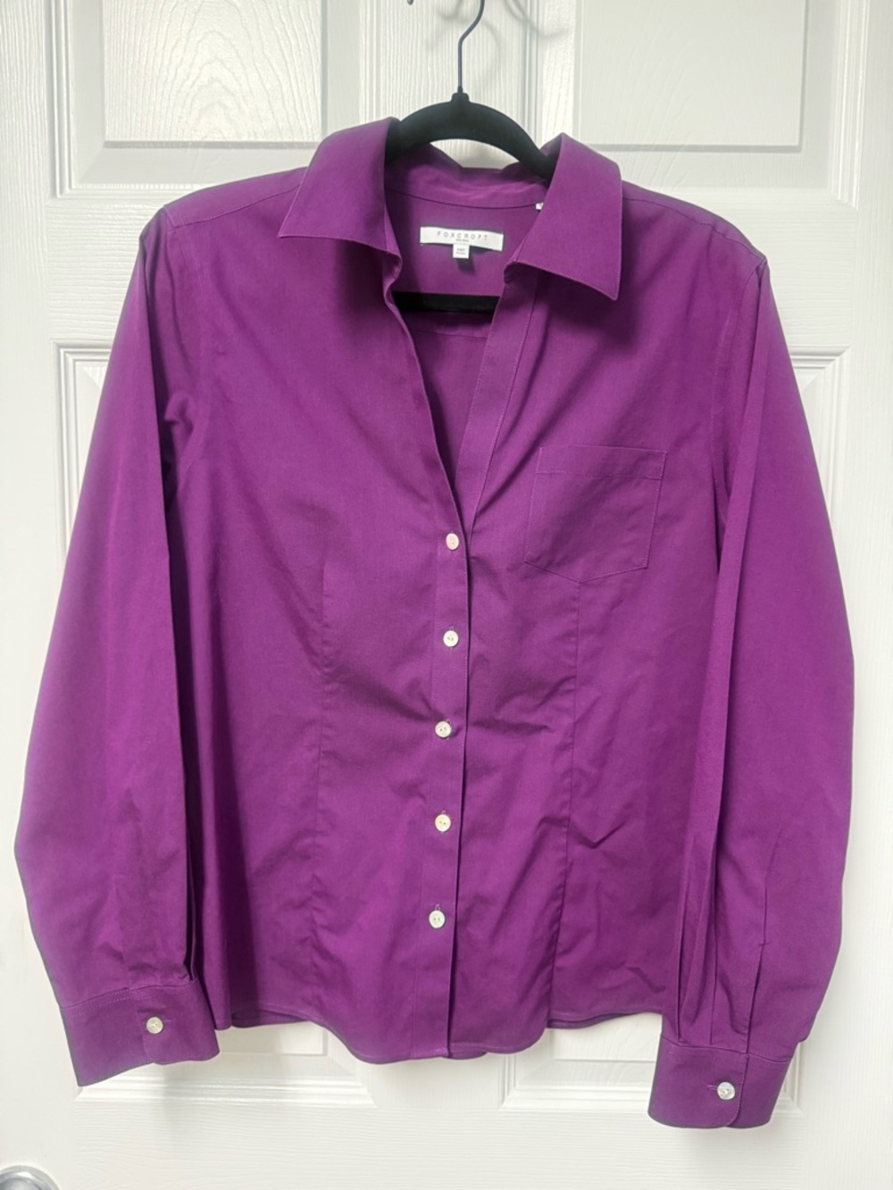 Foxcroft Fitted Button-Up Shirt in Deep Purple